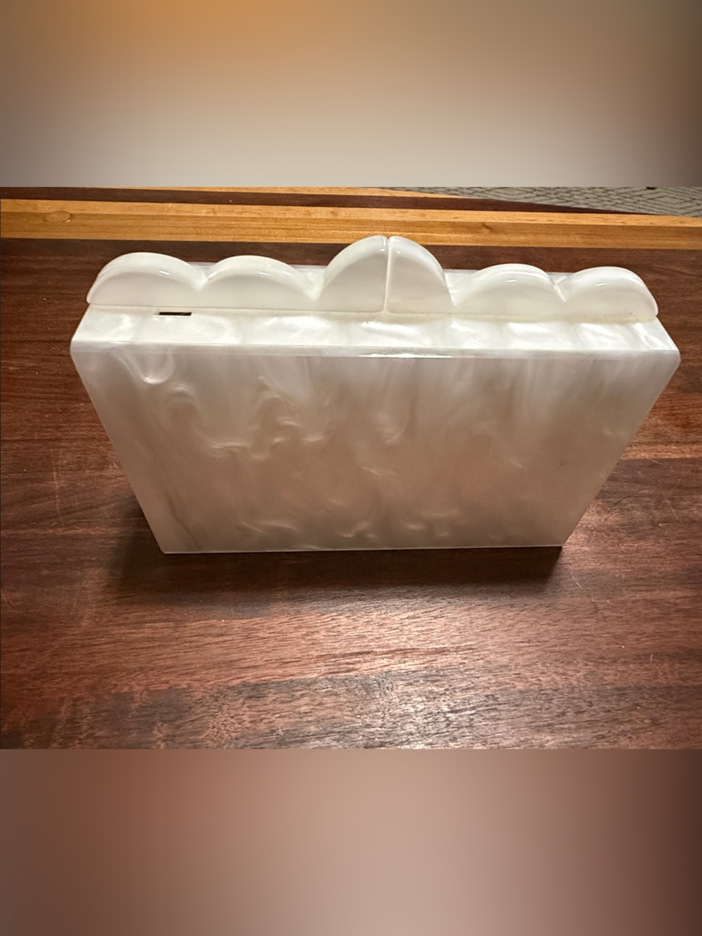 Agua Bendita Iridescent Pearl White Acrylic Clutch